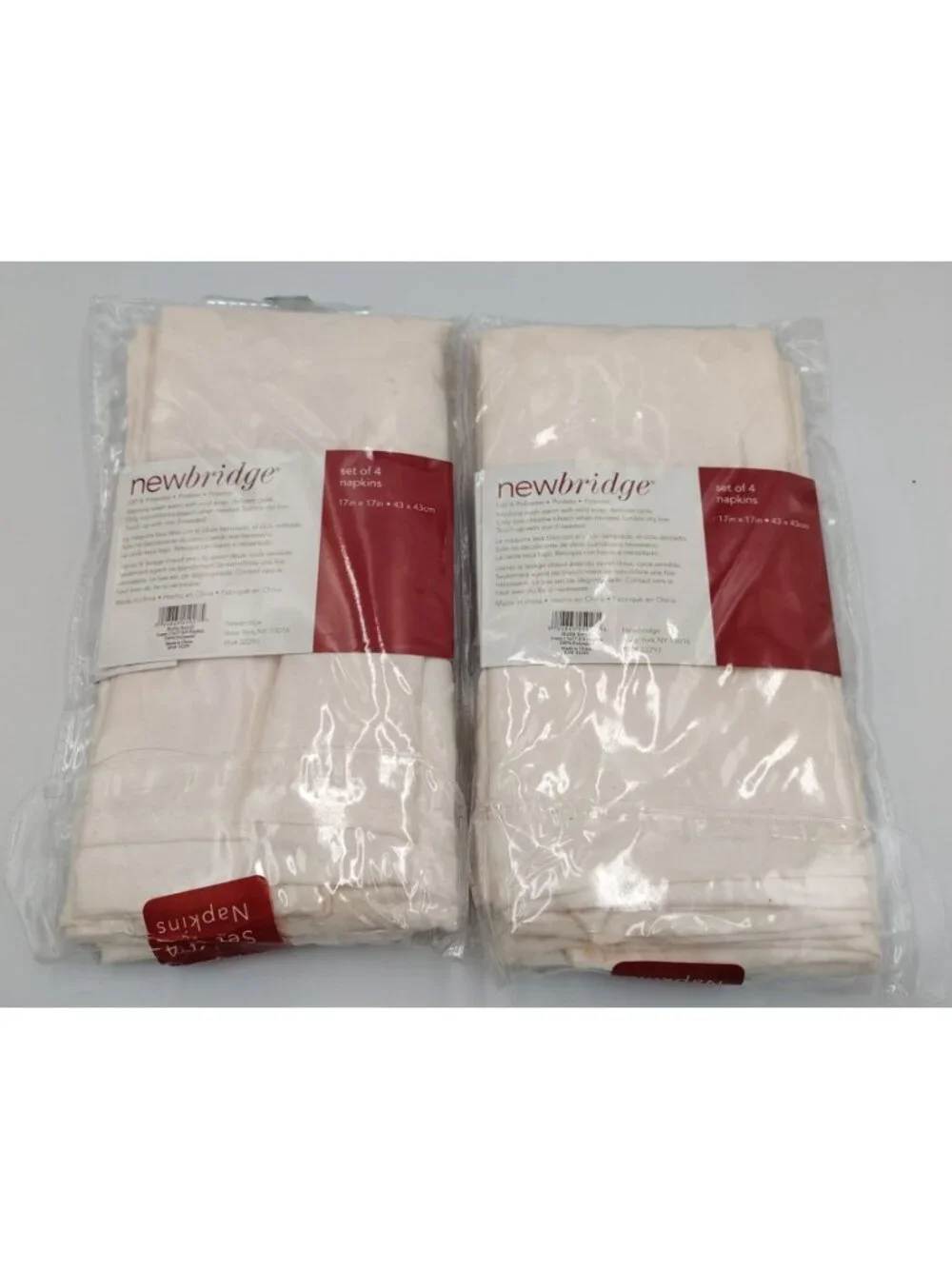 Newbridge Holly Scroll Ivory Cloth Napkins 17x17 Set of 8 Polyester Christmas